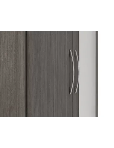 Nevada Mirrored 2 Door Wardrobe - Black  Wood Grain