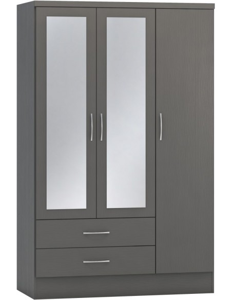 Nevada 3 Door 2 Drawer Wardrobe - 3D Effect Grey