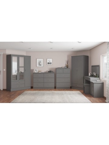 Nevada 2 Door 1 Drawer Wardrobe - 3D Effect Grey