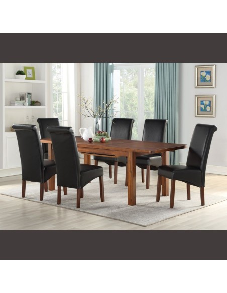 Andorra & Sophie 120cm Dining Set - Black/Acacia