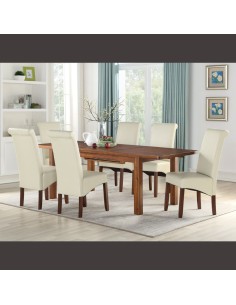 Andorra & Sophie 120cm Dining Set - Cream/Acacia