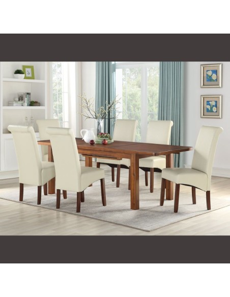 Andorra & Sophie 120cm Dining Set - Cream/Acacia