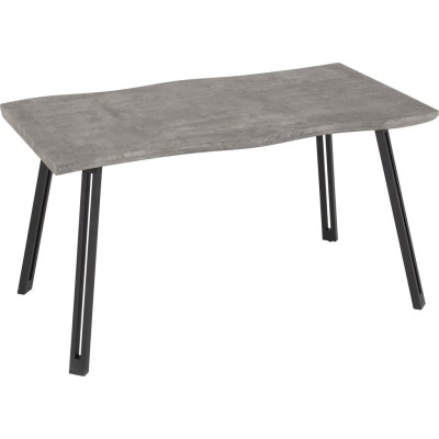 Quebec Wave Edge Dining Set (x4 Chairs) - Concrete Effect/Grey PU