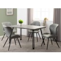 Quebec Wave Edge Dining Set (x4 Chairs) - Concrete Effect/Grey PU