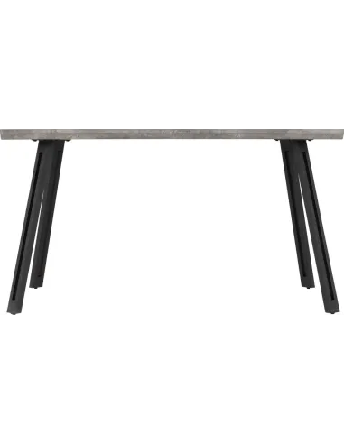 Quebec Wave Edge Dining Set (x4 Chairs) - Concrete Effect/Grey PU