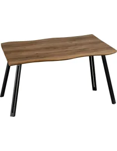 Quebec Wave Edge & Avery Dining Set (x4 Chairs) - Medium Oak Effect/Emerald Green Velvet 2