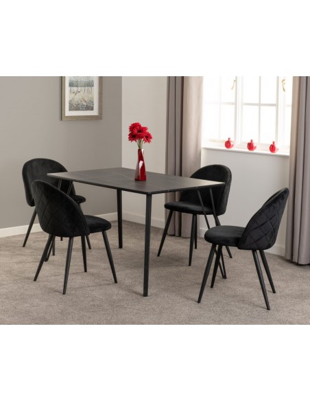 Marlow Dining Set - Black Marble/Black Velvet