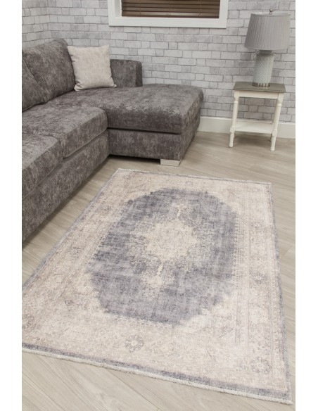 Modena Cairo Rug - Distressed Grey/Cream