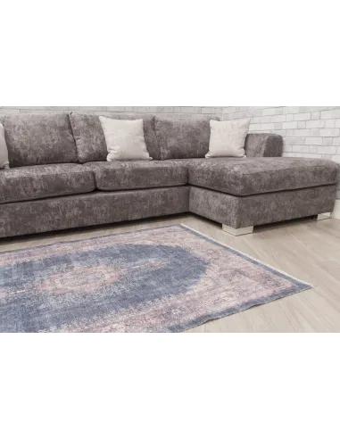 Modena Hamadan Rug - Distressed Navy/Pink