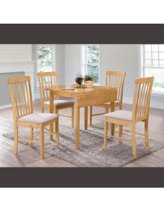 Cologne Square Dining Table Set with  4 Chairs - Solid Hardwood/Beige