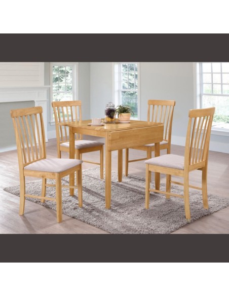 Cologne Square Dining Table Set with  4 Chairs - Solid Hardwood/Beige