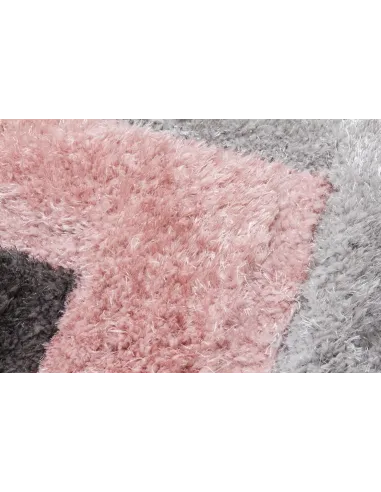 Luxus Cascade 3D Shaggy Rug - Grey/Pink