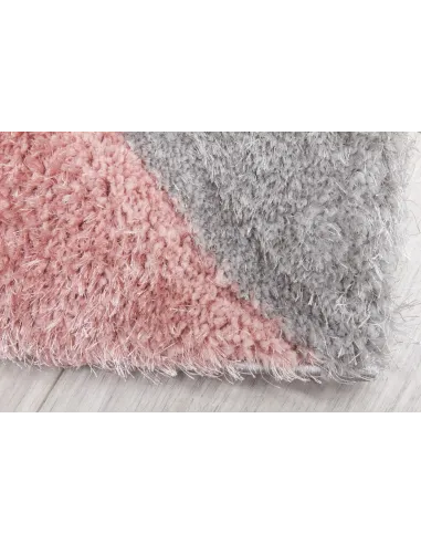 Luxus Cascade 3D Shaggy Rug - Grey/Pink