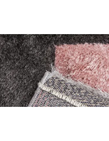 Luxus Cascade 3D Shaggy Rug - Grey/Pink
