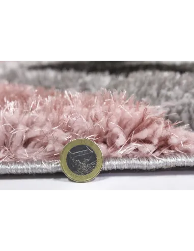 Luxus Cascade 3D Shaggy Rug - Grey/Pink