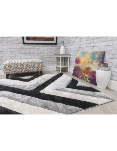 Luxus Cascade 3D Shaggy Rug - Grey