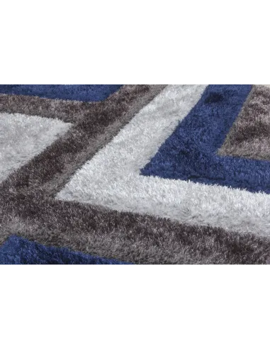 Luxus Cascade 3D Shaggy Rug - Grey/Navy
