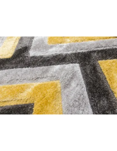 Luxus Cascade 3D Shaggy Rug - Grey/Yellow