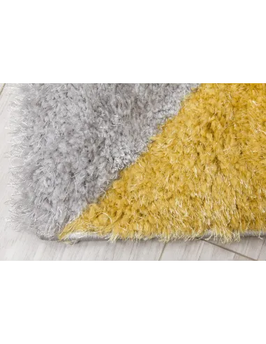 Luxus Cascade 3D Shaggy Rug - Grey/Yellow