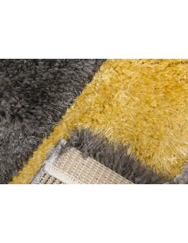 Luxus Cascade 3D Shaggy Rug - Grey/Yellow