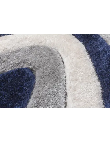 Luxus Ripple 3D Shaggy Rug - Navy Multi