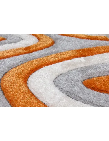 Luxus Ripple 3D Shaggy Rug - Orange Multi
