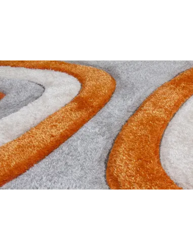 Luxus Ripple 3D Shaggy Rug - Orange Multi