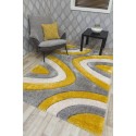 Luxus Ripple 3D Shaggy Rug - Yellow Multi
