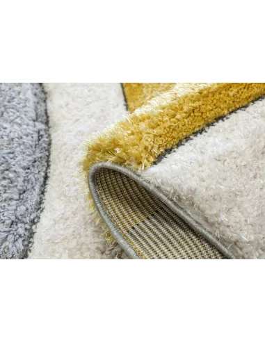 Luxus Ripple 3D Shaggy Rug - Yellow Multi