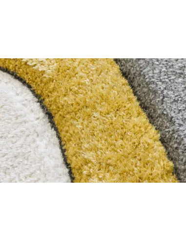 Luxus Ripple 3D Shaggy Rug - Yellow Multi