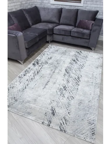 Rococo Feathered Rug - Grey/Black