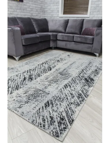 Rococo Feathered Rug - Grey/Black