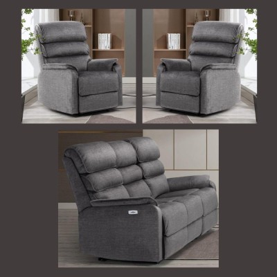 Savoy Electric 3+1+1 Sofa Set - Grey