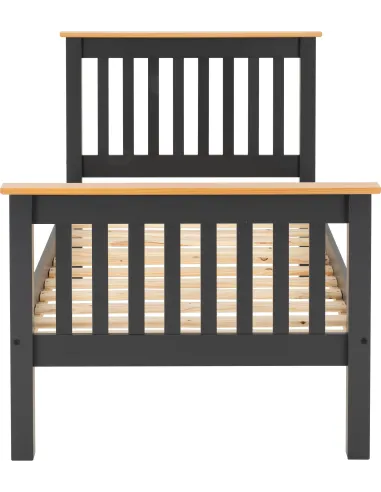 Monaco 3FT High End Bed - Grey/Oak Effect