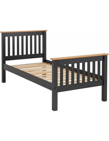 Monaco 3FT High End Bed - Grey/Oak Effect