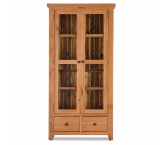 Lancaster Double Display Cabinet - Solid Oak | furniture shop carlow, furniture carlow, furniture naas, furniture wexford, furniture ireland, furniture stores dublin