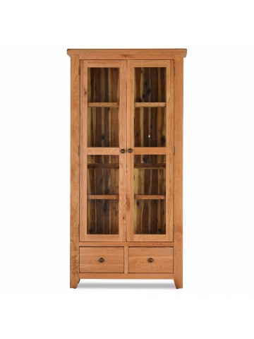 Lancaster Double Display Cabinet - Solid Oak