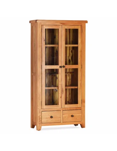 Lancaster Double Display Cabinet - Solid Oak
