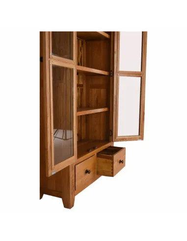 Lancaster Double Display Cabinet - Solid Oak