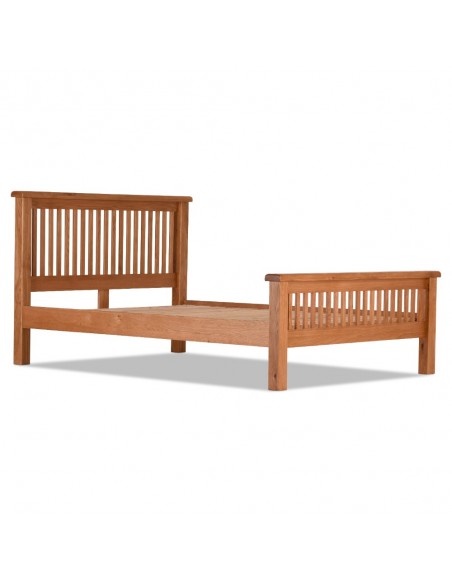 Lancaster 4ft6 Slatted Bedframe - Solid Oak