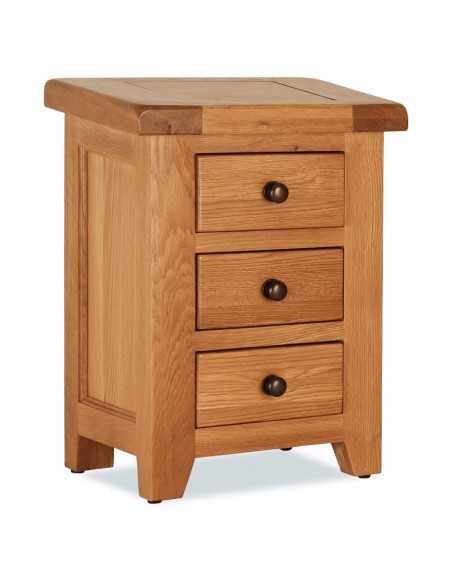 Lancaster 3 Drawer Bedside Locker - Solid Oak