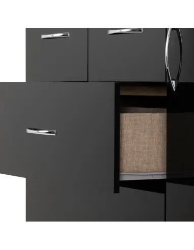 Nevada 5 Drawer Low Wardrobe - Black  Gloss