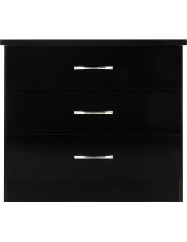 Nevada 3 Drawer Chest - Black  Gloss