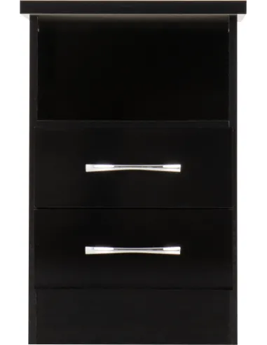 Nevada 2 Drawer Bedside Locker - Black  Gloss