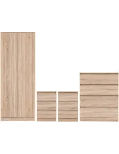 Malvern 2 Door Wardrobe Bedroom Set - Sonoma Oak Effect