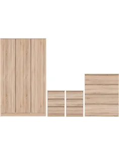 Malvern 3 Door Wardrobe Bedroom Set - Sonoma Oak Effect