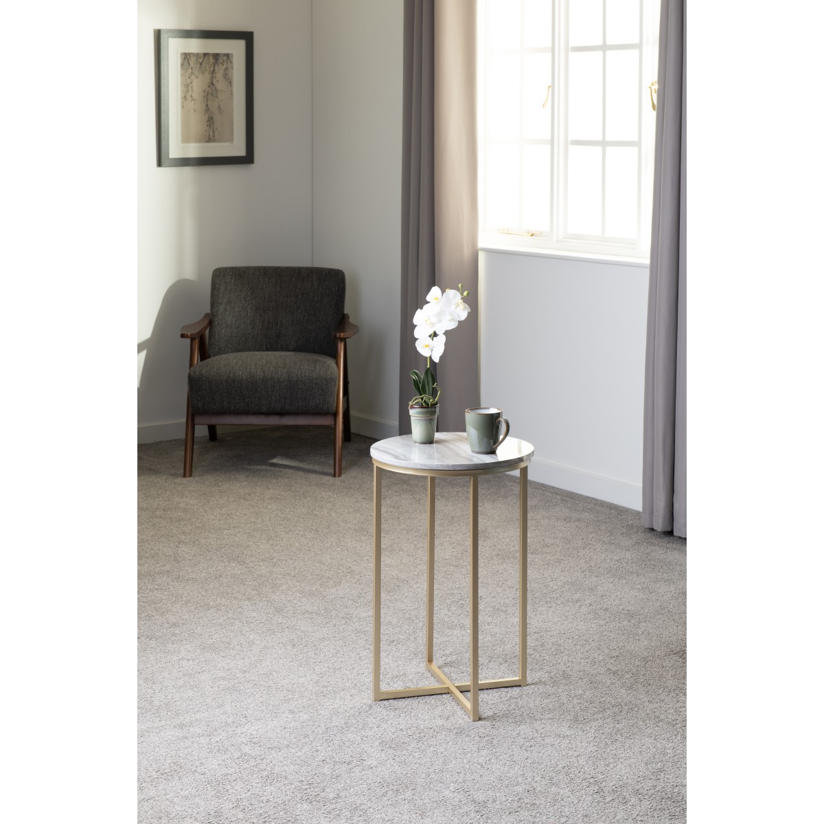 Kendra Accent Chair - Grey Fabric