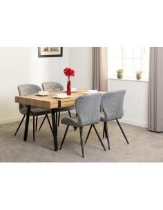 Treviso & Quebec Dining Set (x4 Chairs) - Light Oak Effect/Grey PU