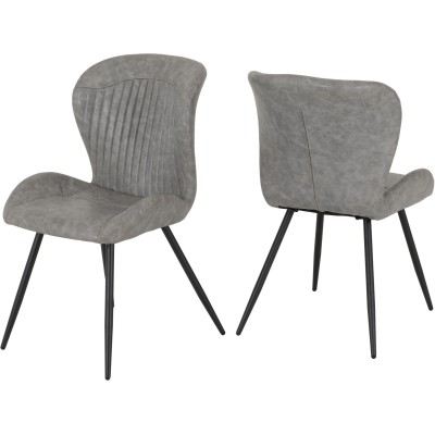 Treviso & Quebec Dining Set (x4 Chairs) - Light Oak Effect/Grey PU
