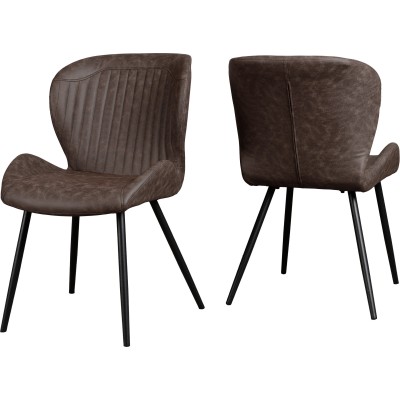 Treviso & Quebec Dining Set (x4 Chairs) - Light Oak Effect/Brown PU